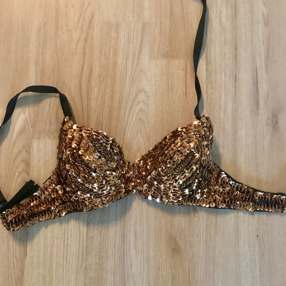 Festival sequin bra with adjustable straps